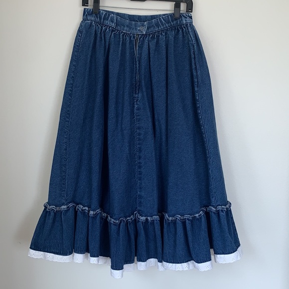 Vintage 70’s Rockmount Ranch Wear Denim Western Skirt - Picture 4 of 7